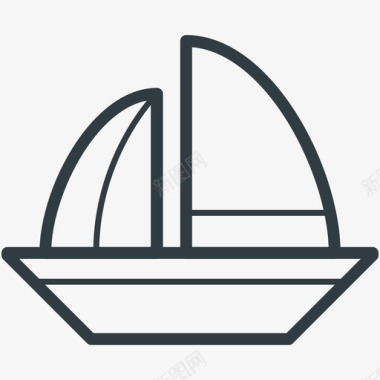 帆船运输线图标图标