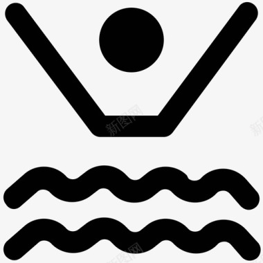 游泳运动员运动大胆的固体图标图标