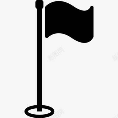 高尔夫旗杆地图和旗帜图标图标