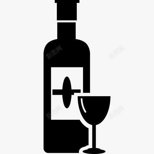 酒瓶与高脚杯变种食品肖像图标svg_新图网 https://ixintu.com 肖像 酒瓶与高脚杯变种 食品