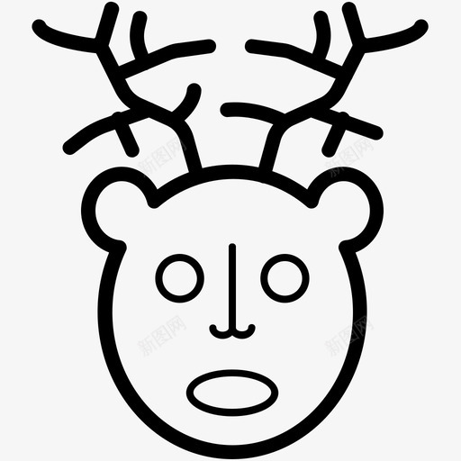 驯鹿头圣诞线图标svg_新图网 https://ixintu.com 圣诞矢量线图标 驯鹿头