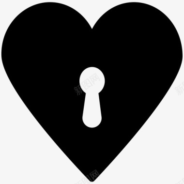心形钥匙秘密情感心形钥匙槽图标图标