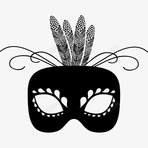 带羽毛装饰的狂欢节面具狂欢节面具图标svg_新图网 https://ixintu.com 带羽毛装饰的狂欢节面具 狂欢节面具