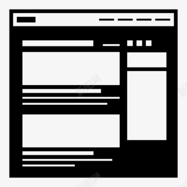 网站博客页面线框网页图标图标