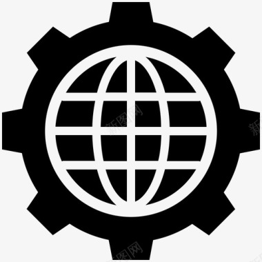 全球技术全球发展全球齿轮图标图标