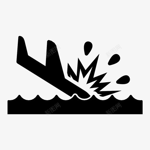 飞机水上碰撞水上着陆海上图标svg_新图网 https://ixintu.com 事故 坠毁 坠落 水上着陆 海上 溅落 灾难 跳水 飞机水上碰撞
