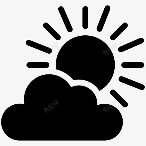 部分阳光多云天空图标svg_新图网 https://ixintu.com 多云 天气 天空 日出 日落 晴云 温暖 自然凉爽矢量图标 部分阳光