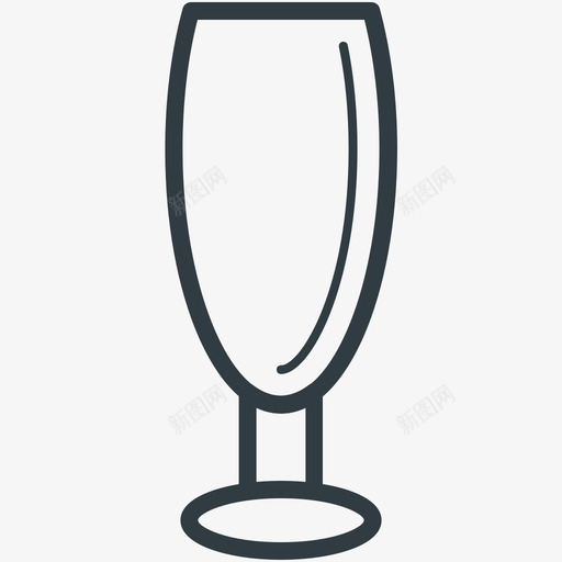 香槟酒杯食物线图标svg_新图网 https://ixintu.com 食物矢量线图标 香槟酒杯