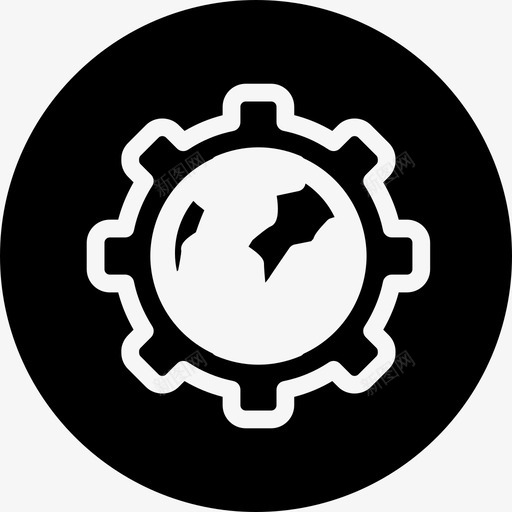世界在一个黑色的圆圈里齿轮标志塞奥帕克满满的图标svg_新图网 https://ixintu.com 世界在一个黑色的圆圈里齿轮 塞奥帕克满满的 标志