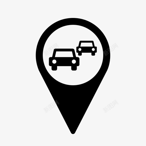 地图标记图标汽车拥堵svg_新图网 https://ixintu.com 交通 位置指针 地图指针标记图标 地图标记图标 地点 拥堵 指示 此处 汽车 道路