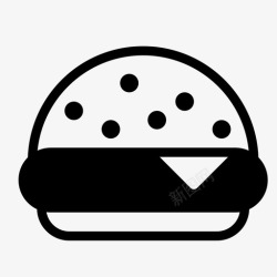 黑汉堡芝士汉堡吃食物图标高清图片