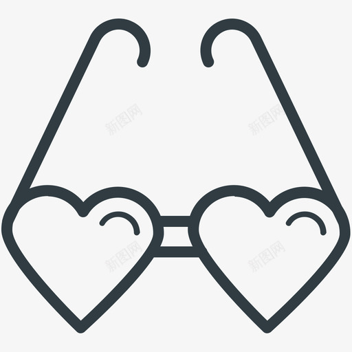 心形眼镜爱情和浪漫线图标svg_新图网 https://ixintu.com 心形眼镜 爱情和浪漫矢量线图标