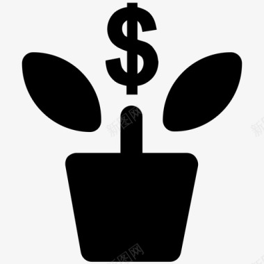 金钱植物货币生长小植物图标图标