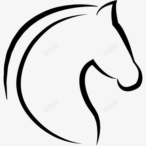 有毛轮廓的马头动物马2图标svg_新图网 https://ixintu.com 动物 有毛轮廓的马头 马2