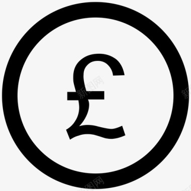 英镑硬币商业黑线图标图标
