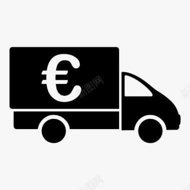 欧元收集车货币递送运钞车图标图标