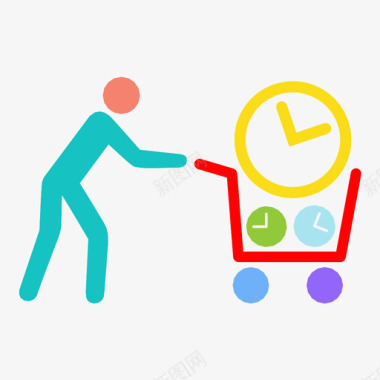 时钟购物购物车推图标图标