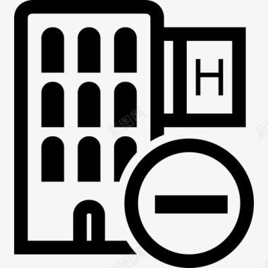 带负号的城市休息酒店标志界面酒店图标图标