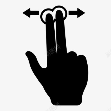 两个手指水平滚动触摸屏向右滚动图标图标