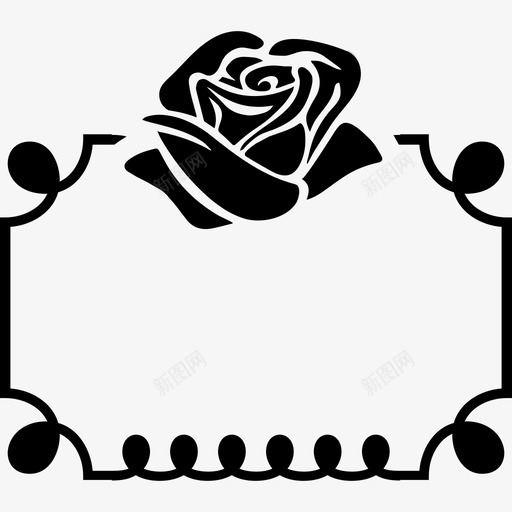在框架形状花上的玫瑰花装饰物图标svg_新图网 https://ixintu.com 在框架 形状 花上的玫瑰花装饰物