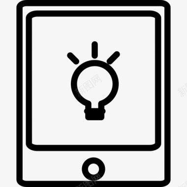 平板电脑带灯泡轮廓技术几笔图标图标