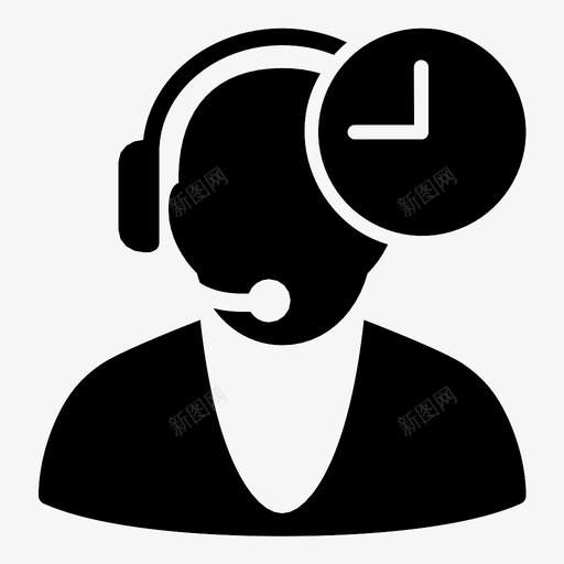 客户服务个人接线员图标svg_新图网 https://ixintu.com 业务时间表 个人 协助 呼叫中心 客户服务 工作时间 接线员 时钟 时间 耳机