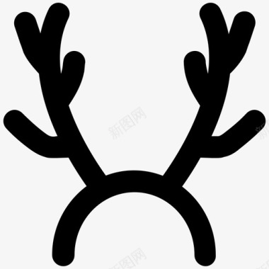 驯鹿角圣诞粗线条图标图标