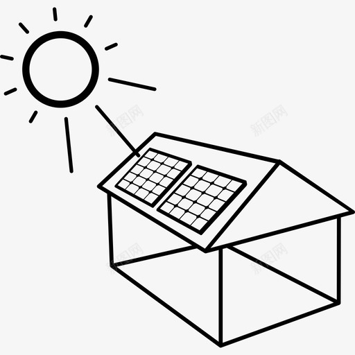 安装了太阳能电池板的房子技术能源图标svg_新图网 https://ixintu.com 安装了太阳能电池板的房子 技术 能源图标