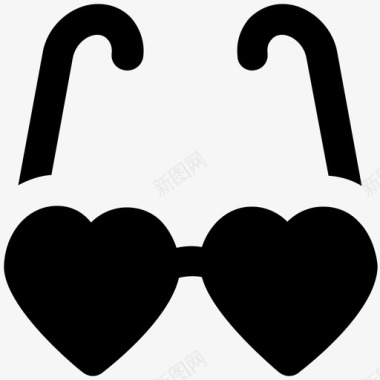心形眼镜爱情和浪漫大胆的固体图标图标