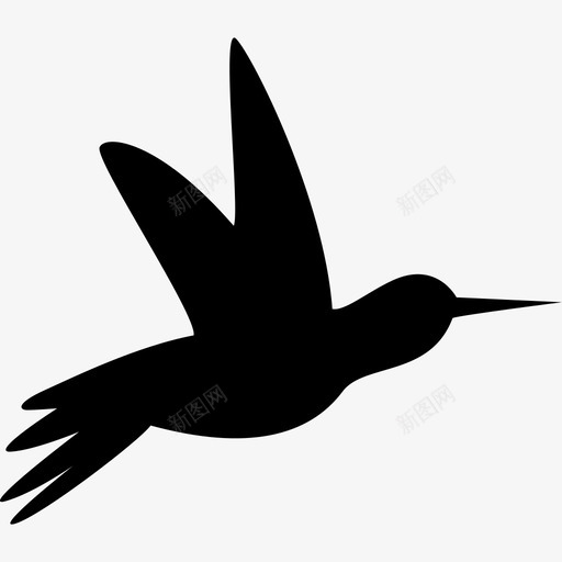 蜂鸟黑色侧轮廓动物图标svg_新图网 https://ixintu.com 动物 蜂鸟黑色侧轮廓