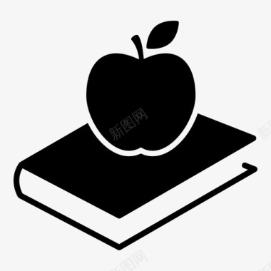 书和苹果吃教育图标图标