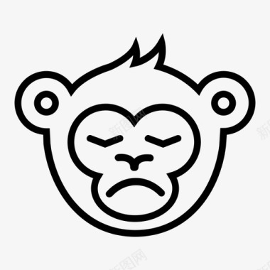 不高兴的猴子不愉快的情绪图标图标