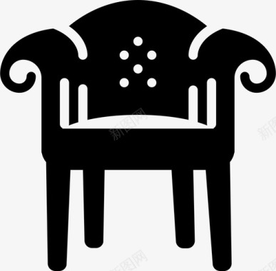 维多利亚时代的扶手椅家庭坚固图标图标