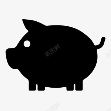 猪猪存钱罐放大镜图标图标