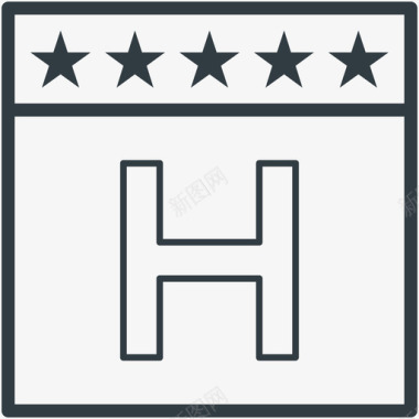 豪华酒店酒店和餐厅线图标图标