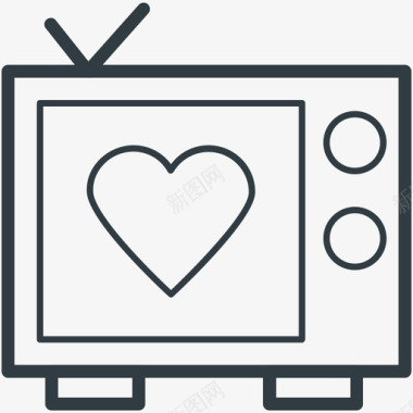 复古电视机爱与浪漫线图标图标