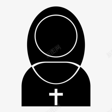 修女天主教徒教堂图标图标