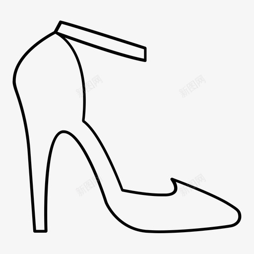高跟鞋时尚鞋图标svg_新图网 https://ixintu.com 不舒服 女士 尖脚趾 性感 时尚 脚踝带 鞋 鞋轮廓 高跟鞋