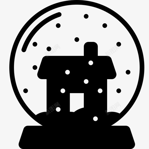 雪球冬天下雪图标svg_新图网 https://ixintu.com 下雪 冬天 圣诞 圣诞节 圣诞节字形图标 家 房子 玻璃 球 雪球