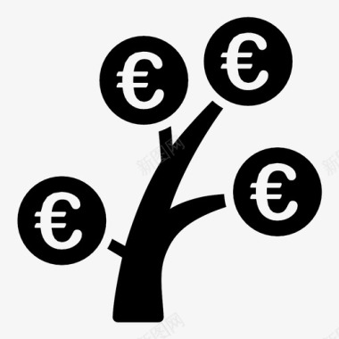 欧元货币树植物货币树图标图标