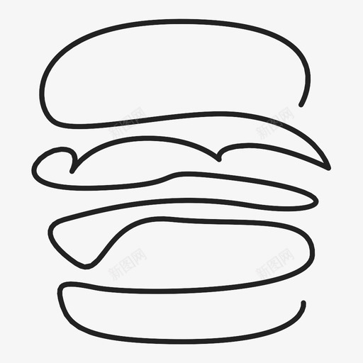 汉堡肉生菜图标svg_新图网 https://ixintu.com 垃圾食品 快餐 汉堡 生菜 美国 肉 面包