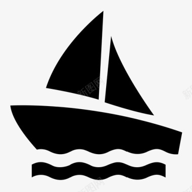 帆船巡航湖图标图标