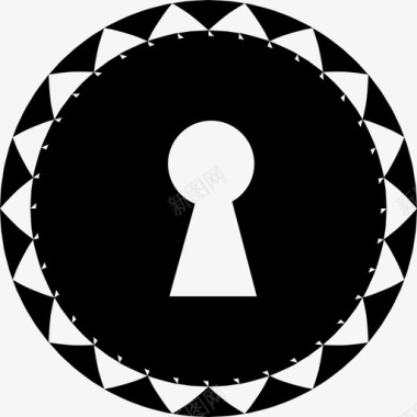 锁孔形状在一个圆形的小三角形边界形状钥匙孔图标图标