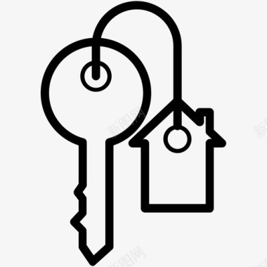 房子钥匙链房地产线图标图标