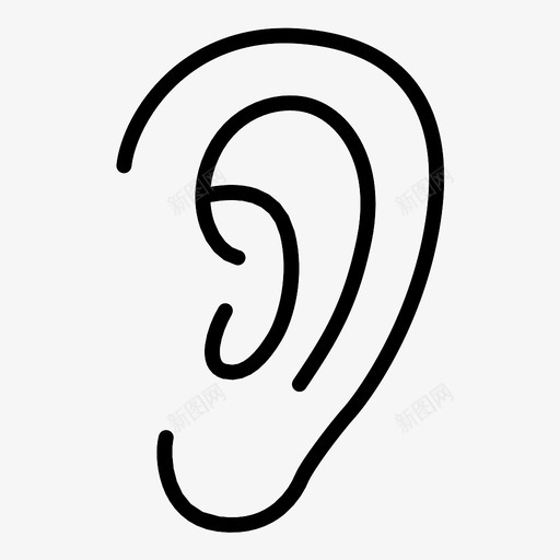 耳朵音频黑白图标svg_新图网 https://ixintu.com 一只耳朵 听 听耳朵 圆耳朵 漂亮的耳朵 耳朵 聋 音频 黑白