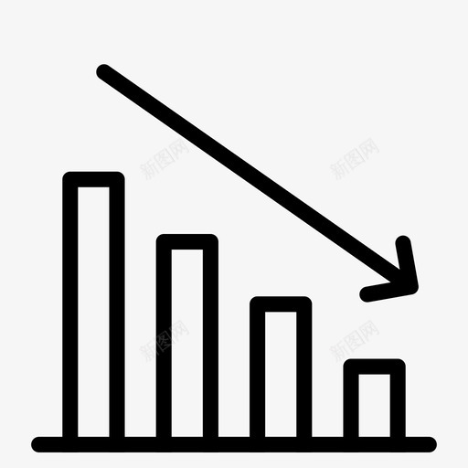 条形图统计报表图标svg_新图网 https://ixintu.com 下 业务 低 减 分析 向上 平滑线业务 报表 条形图 箭头 统计