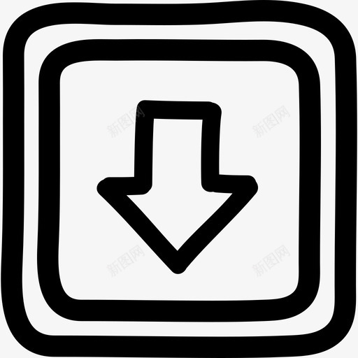 向下按钮手绘箭头和正方形轮廓界面手绘图标svg_新图网 https://ixintu.com 向下按钮手绘箭头和正方形轮廓 手绘 界面