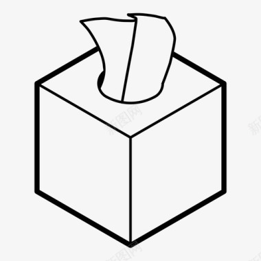 纸巾盒使用和扔纸巾图标图标