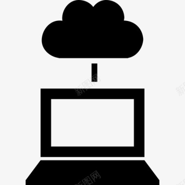 计算机与云数据图标之间的连接图标