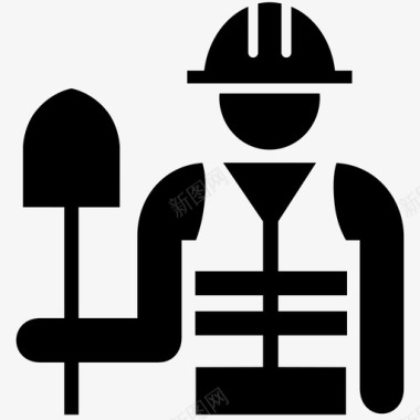 安全帽工铁锹安全图标图标